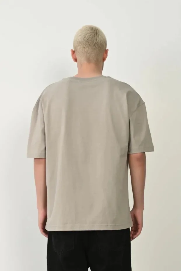 Férfi szürke oversized biciklinyakas nyomott póló 2