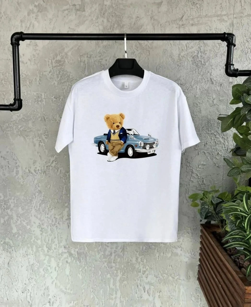 Detské biele potlačené oversize okrúhle tričko