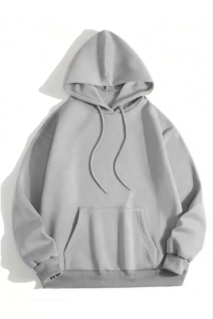 Sweatshirtê Jinan ê Gewr, Bi Kapsûn, Bi Berîlkê Kangurû, 3 Têl, Pembû, Sade