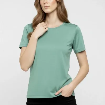 Tîşorta Bingeha Bisîkletê ya Jinan a Minta Kesk Slim Fit Likra 4