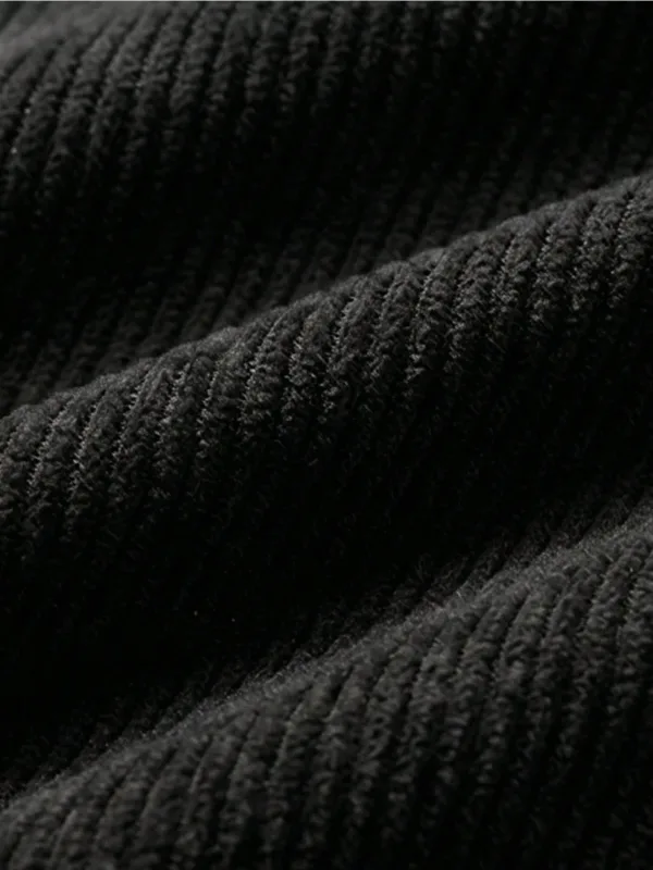 შავი Oversize ნეკნიანი 100% ბამბა Premium T-მაისური 5