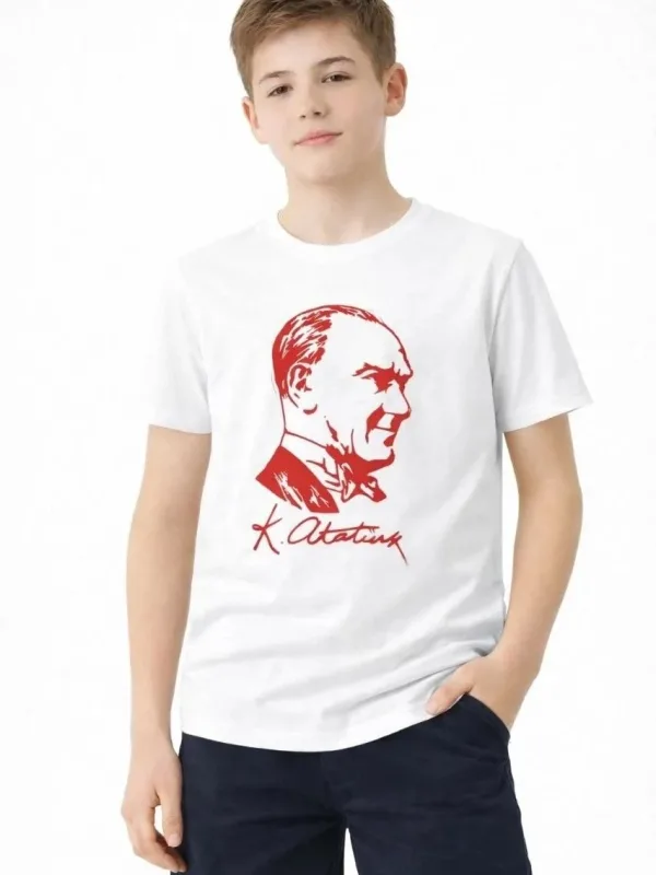 Uşaq Ağ Velosiped Yaxalı Atatürk Çap Köynək 2