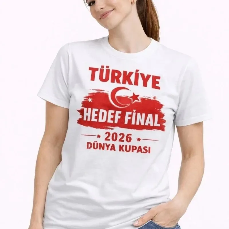 Qadın Ağ Türkiyə Çap Ay Ulduz 2026 Dünya Kuboku Azarkeş Köynək