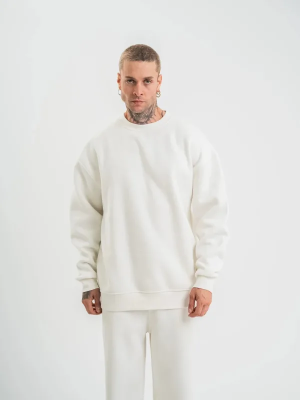 Машки бел долг ракав велосипед јака 3-нишки памучен дебел Sweatshirt 1