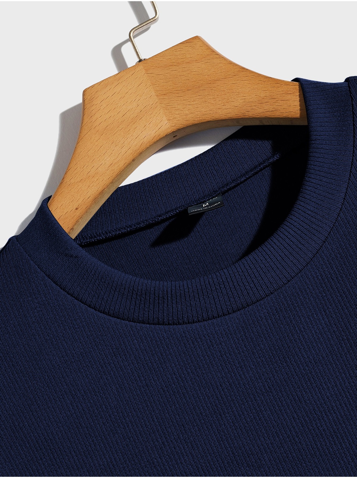 Men's Navy Oversize Ribbed Cotton Premium T-Shirt 4