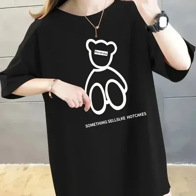 Tîşorta Penye ya Jinan, Reş, Oversize, Stûyê Bisîkletê, Çapkirî 1