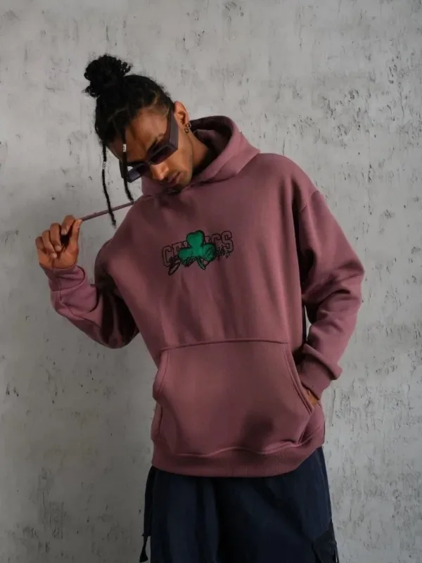 Bărbați Trandafir Șoarece 3 Fire Bumbac Glugă Imprimat Cu Buzunar Sweatshirt