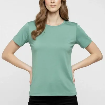 Tîşorta Bingeha Bisîkletê ya Jinan a Minta Kesk Slim Fit Likra 2