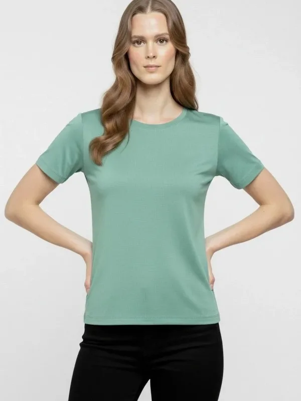 Tîşorta Bingeha Bisîkletê ya Jinan a Minta Kesk Slim Fit Likra 2