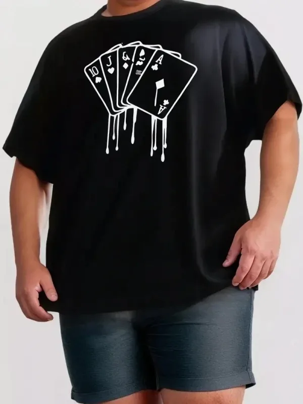 Muška crna oversize majica s okruglim izrezom, print karte 3