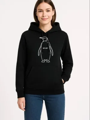 Jin Reş 3 Têl Pembû Kapşonlu Penguen Çapkirî Sweatshirt