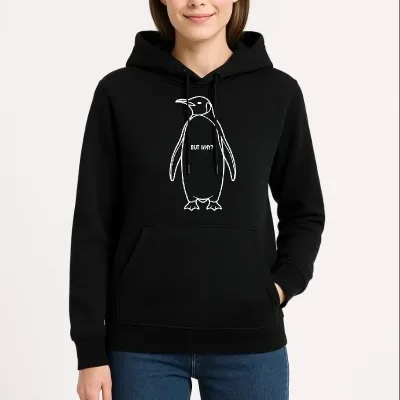 Jin Reş 3 Têl Pembû Kapşonlu Penguen Çapkirî Sweatshirt 1