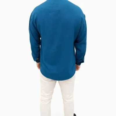 Muška indigo oversize dugi rukavi udoban kroj košulja 5