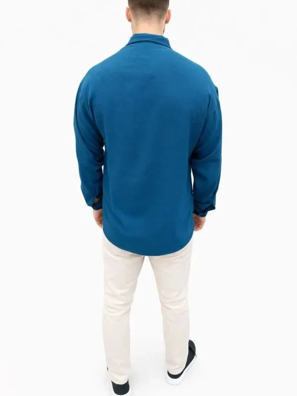 Muška indigo oversize dugi rukavi udoban kroj košulja 5