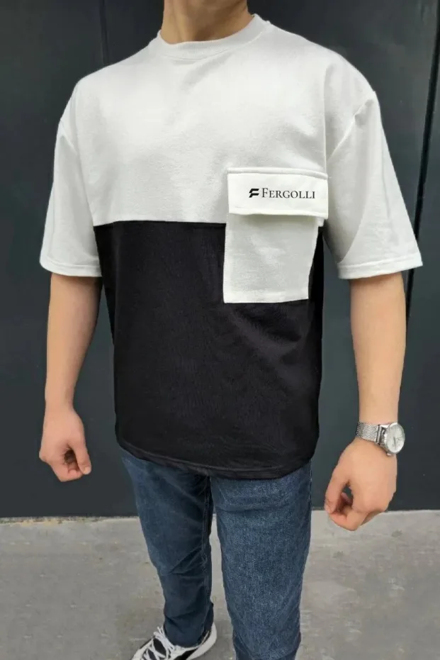 Férfi Fekete Patch Pocket Rövid Ujjú Póló 1