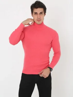 Pánske ružové slim fit lycrové rolákové body