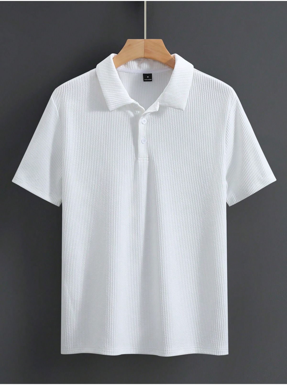 Erkek Beyaz Oversize Bisiklet Yaka Fitilli Pamuklu Polo Tişört 3