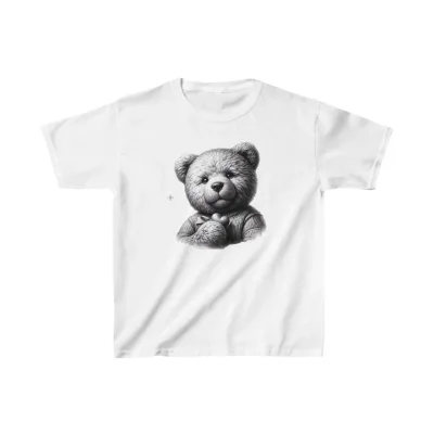 Детски бел печатен oversize памучен маица 1