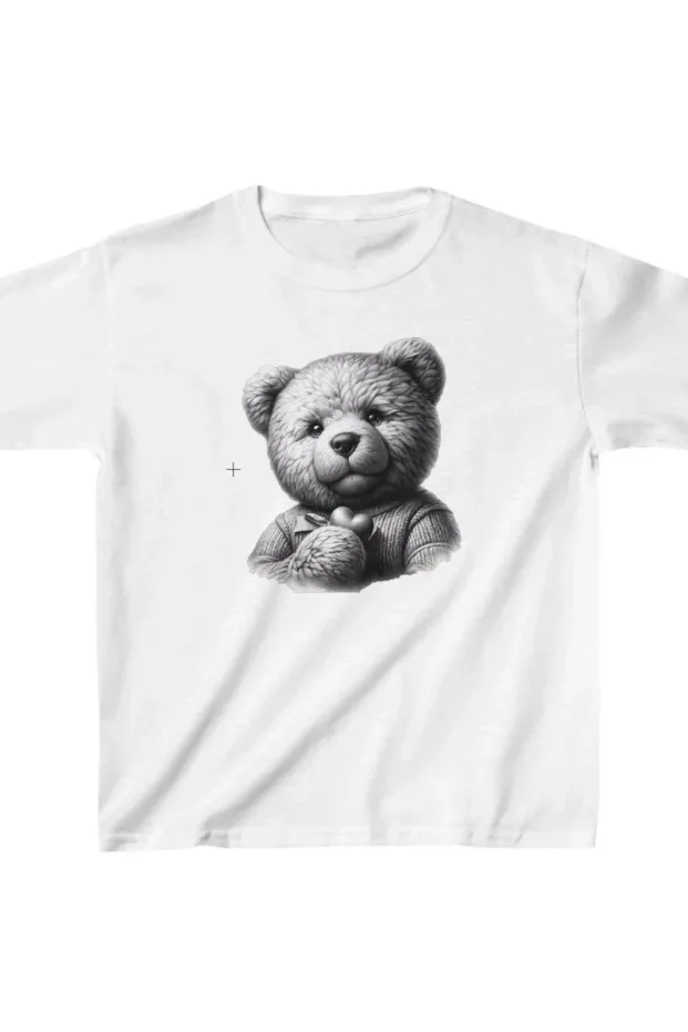 Детски бел печатен oversize памучен маица 1