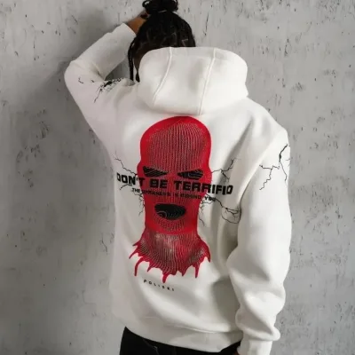 Men's White 3-Thread Cotton Hooded Printed Sweatshirt 4