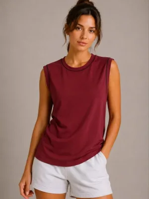 Grupë Burgundy Me Kontrast Jaka Biçiklete Pa Mëngë Atlet Bazë