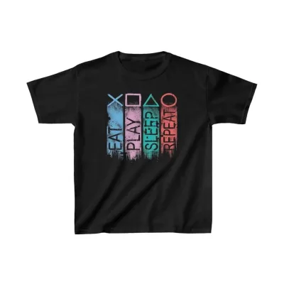 Children's Black Oversized Printed T-Shirt 1