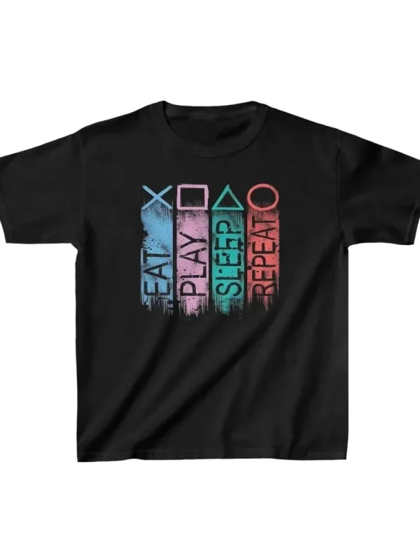Children's Black Oversized Printed T-Shirt 1