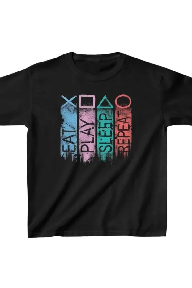 Children's Black Oversized Printed T-Shirt 1