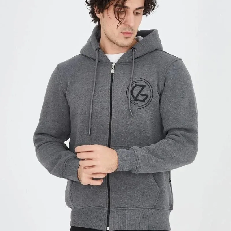 Mêr Dûman 3 Têl Pembû Fermûar Kapûşon Baskî Hoodie