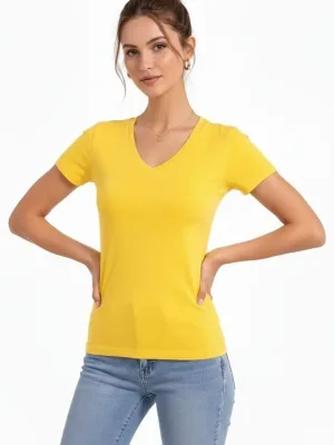 Jina Zer Slim Fit V Yaka Likralî Basic Tîşort
