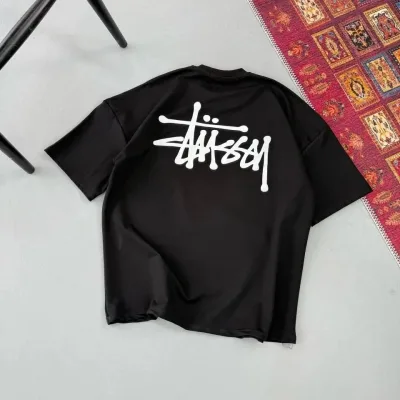 Pánské černé oversized tričko s potiskem, cyklistický límec 2