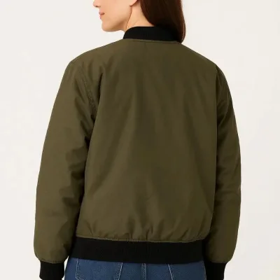 Dámská khaki bomber bunda s kapsami, prošívaná, podšitá a voděodolná 4