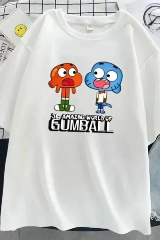 Çocuk Beyaz Oversize Pamuklu Baskılı Tişört 2