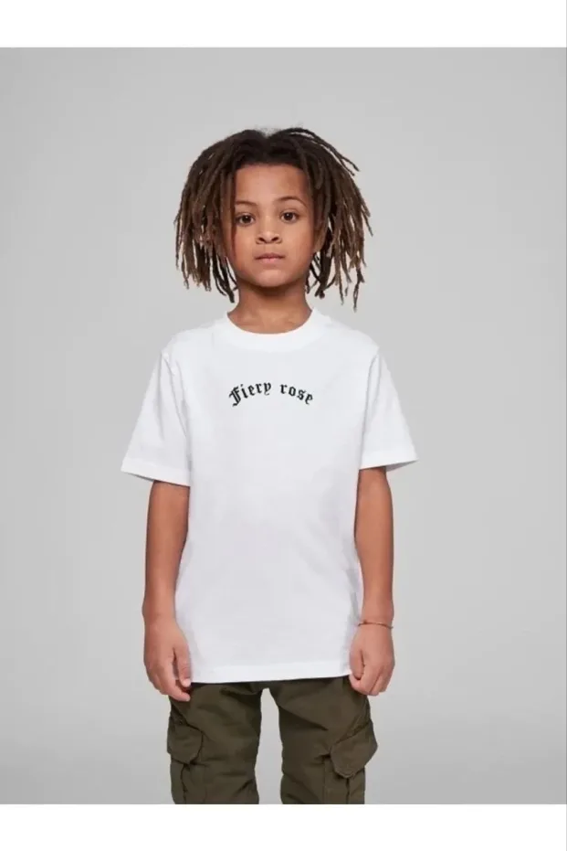 Çocuk Beyaz Oversize Baskılı Yuvarlak Yaka T-Shirt 3