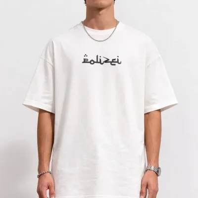 Машки бел oversize велосипед јака печат летна маица 2