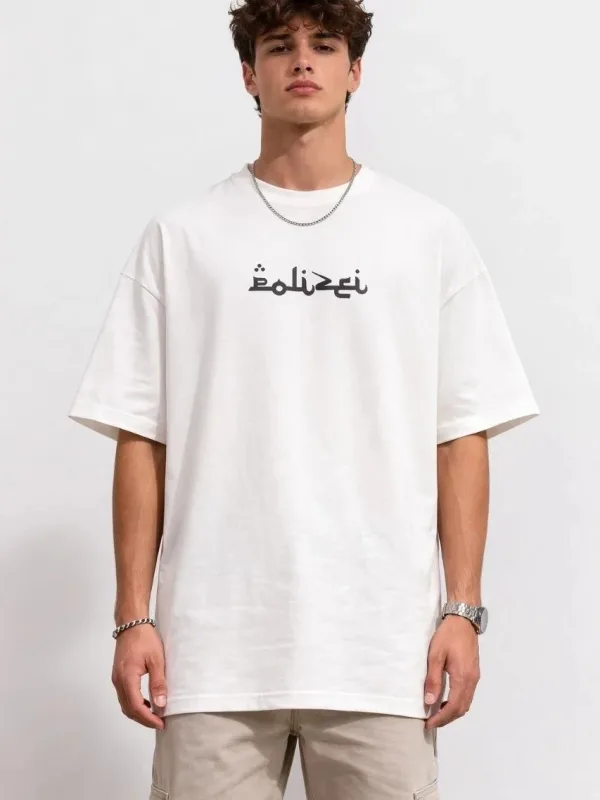 Машки бел oversize велосипед јака печат летна маица 2