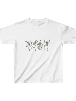 T-Shirta Zarokan a Spî ya Oversize ya Çapkirî ya Stûyê Bisîkletê