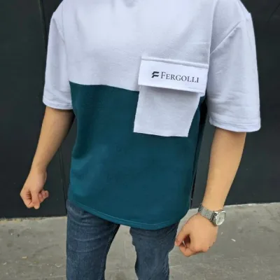 Férfi Sötétkék Patch Pocket Rövid Ujjú Póló 1