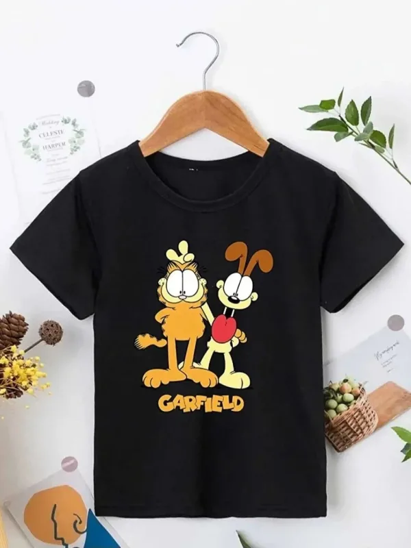 Copil Negru Imprimat Oversize Guler Rotund Tricou 1