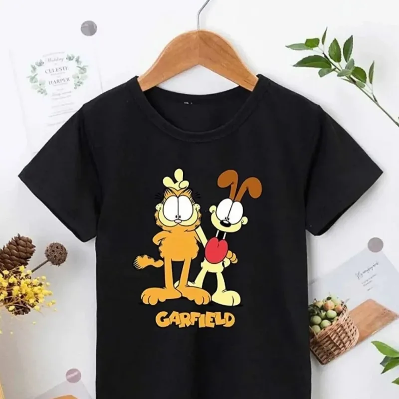 Dječja crna printana oversize okrugli ovratnik majica