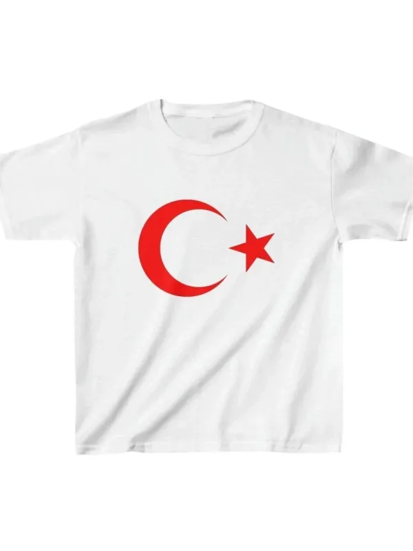 Παιδικό Λευκό Τυπωμένο Oversize Στρογγυλή Λαιμόκοψη T-Shirt 1
