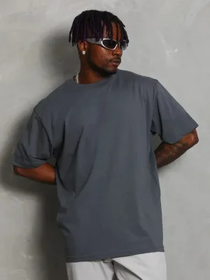 Men's Smoke Oversize Crew Neck Solid Summer Short Sleeve T-Shirt
