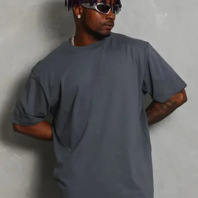 Men's Smoke Oversize Crew Neck Solid Summer Short Sleeve T-Shirt 1