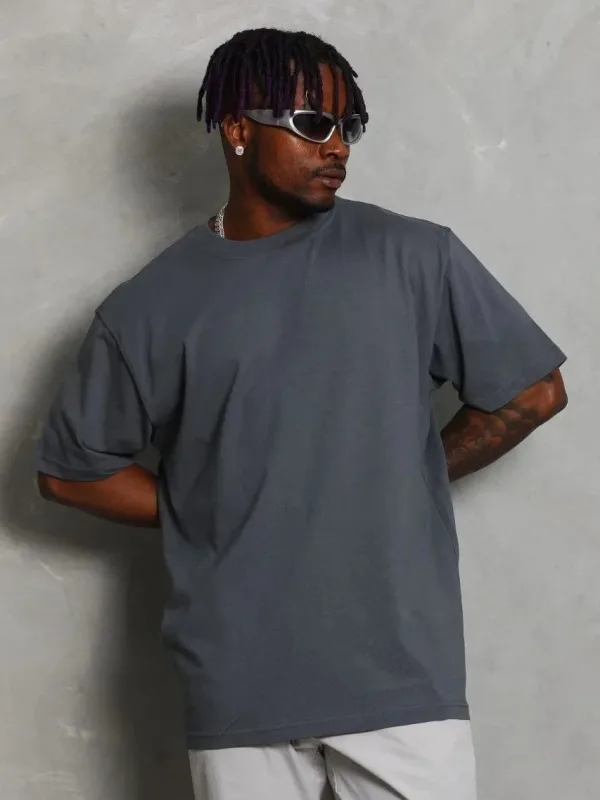Men's Smoke Oversize Crew Neck Solid Summer Short Sleeve T-Shirt 1