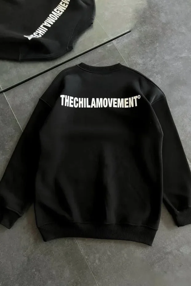 Jina Reş Oversize Bisîklet Yaka Çapkirî Pembû Sweatshirt 2