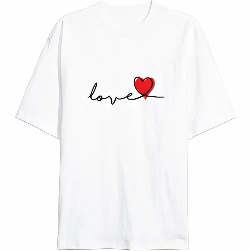 Men's White Love Printed Valentine's Day Special Design T-Shirt