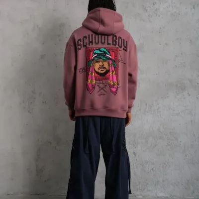Bărbat Trandafir Uscat Oversize 3 Fire Bumbac Glugă Imprimat Sweatshirt 3
