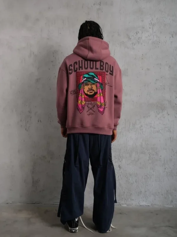 Bărbat Trandafir Uscat Oversize 3 Fire Bumbac Glugă Imprimat Sweatshirt 3