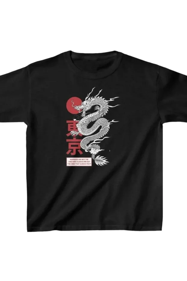 Çocuk Siyah Oversize Baskılı Pamuklu T-Shirt 1