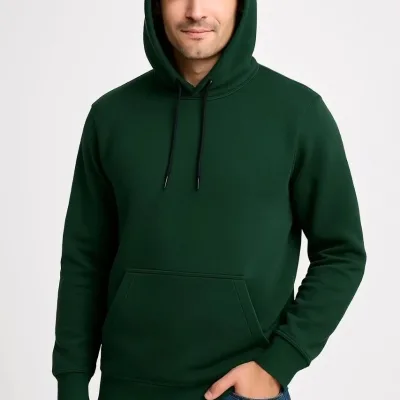 Bărbat Haki 3 Fire Bumbac Glugă Cangur Buzunar Sweatshirt 6